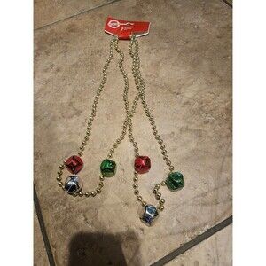 Christmas House Gold Jingle Bell Necklaces  Set of 2 Necklaces Stocking Stuffers